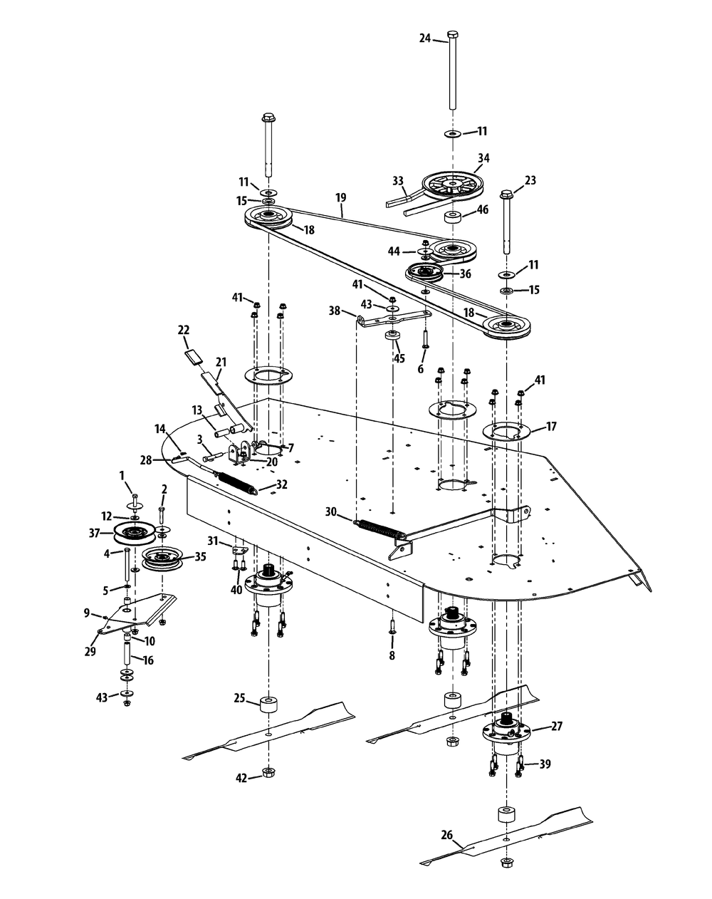 Mower Spindle Assembly 72-Inch Diagram and Parts List for S7237-KW LP-53AP8DU8750-999cc Cub Cadet Lawn Tractor